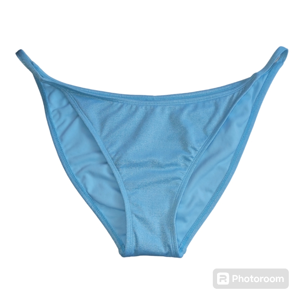 Shade & Shore Bikini Bottom Only Size HighRise Large Blue with Silver Glitter.